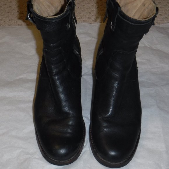 H.S. Trask Black Leather Hightop Booties - Picture 1 of 6